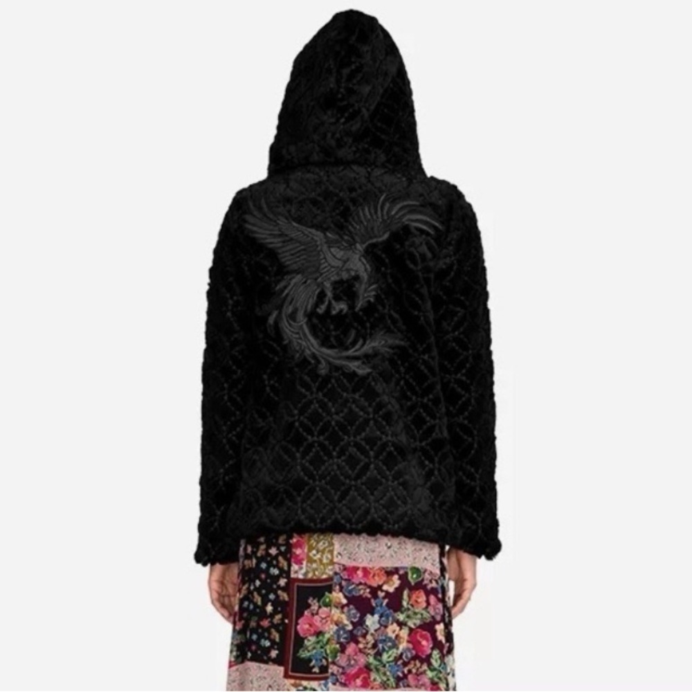 [Johnny Was] Classic Black Dragon Cozy Vegan Fur Coat